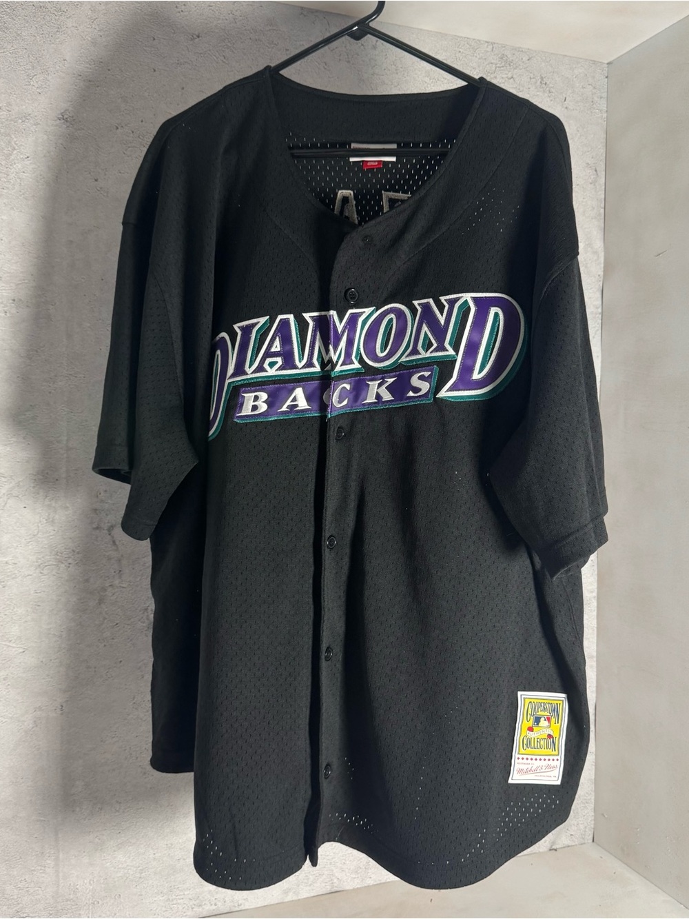 Mitchell & Ness Black Arizona Diamondbacks Jersey with Purple & Teal Logo